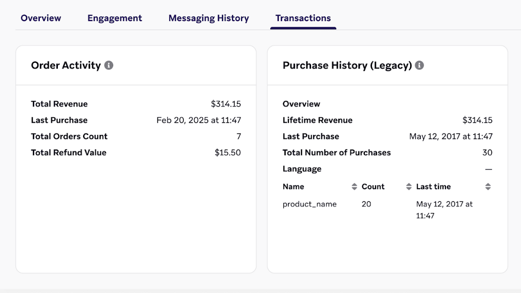 "Trans アクション s"タブ(ユーザー計算フィールドs)。