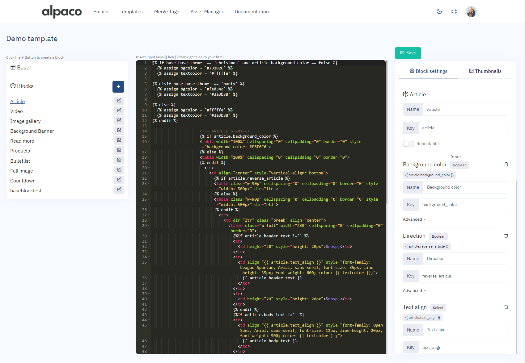 アルパコ テンプレート作成
