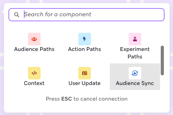 エディターでキャンバスコンポーネントを選択するメニュー。