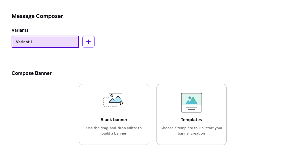 空白のバナーまたはテンプレートを選択するオプション。