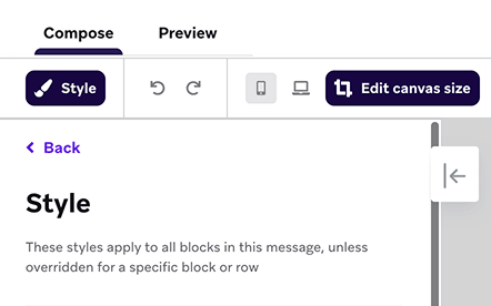 バナーコンポーザーのプレビュータブ。
