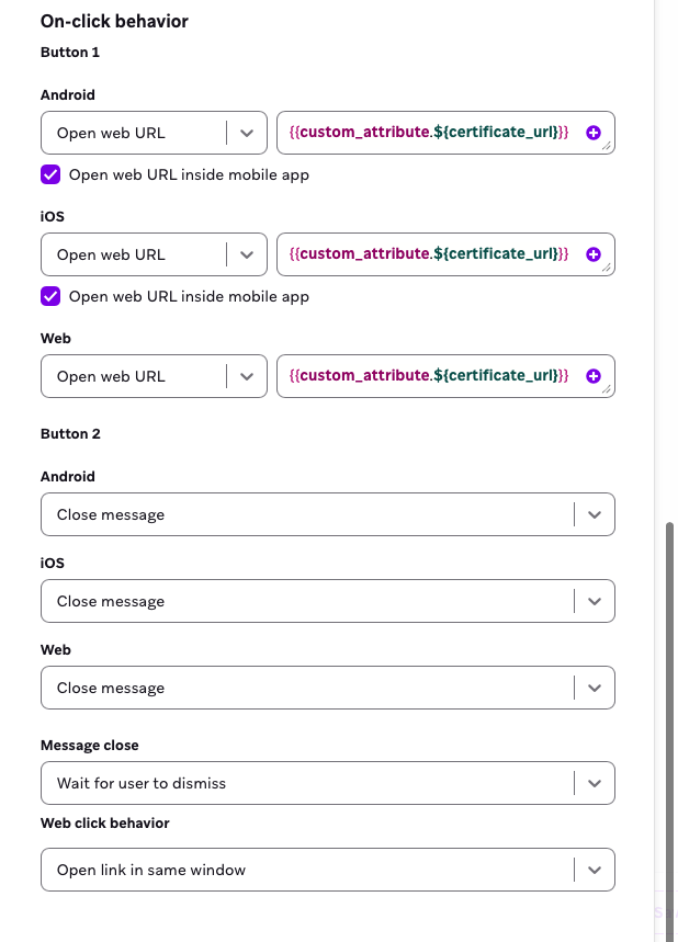 DOTS.ECO メッセージをクリックしたときの動作。