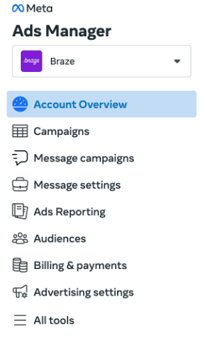 Account Overviewを選択したナビゲーション。