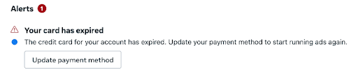 有効期限が切れたクレジットカードのアカウント。