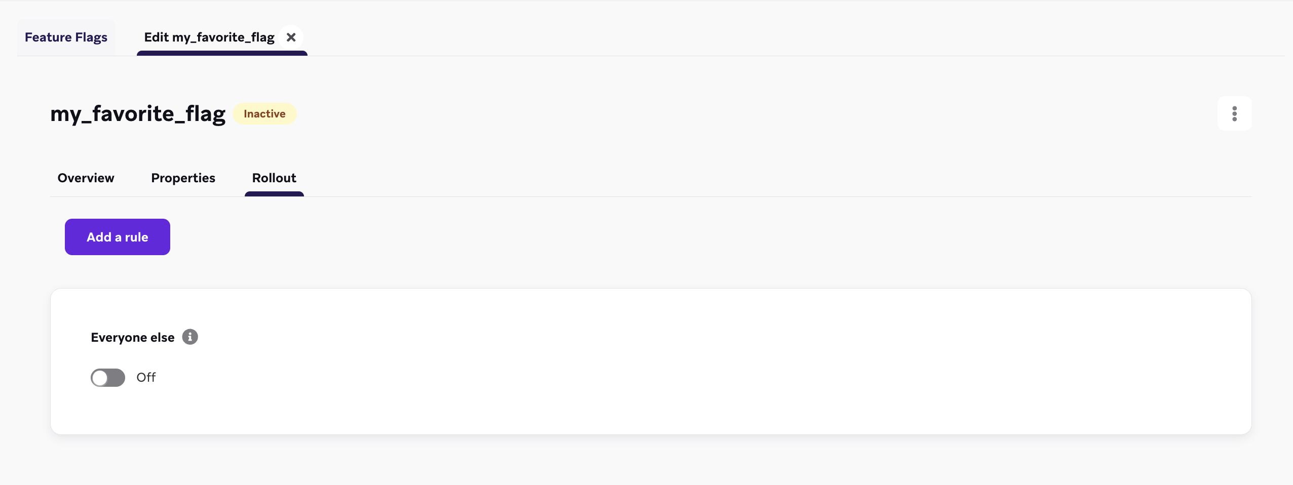 ユーザーがフィーチャーフラグに規則を追加できることを示す"画像。