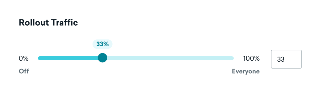 Rollout Traffic というラベルが付いたスライダ。0 ~100 の間にまたがります。