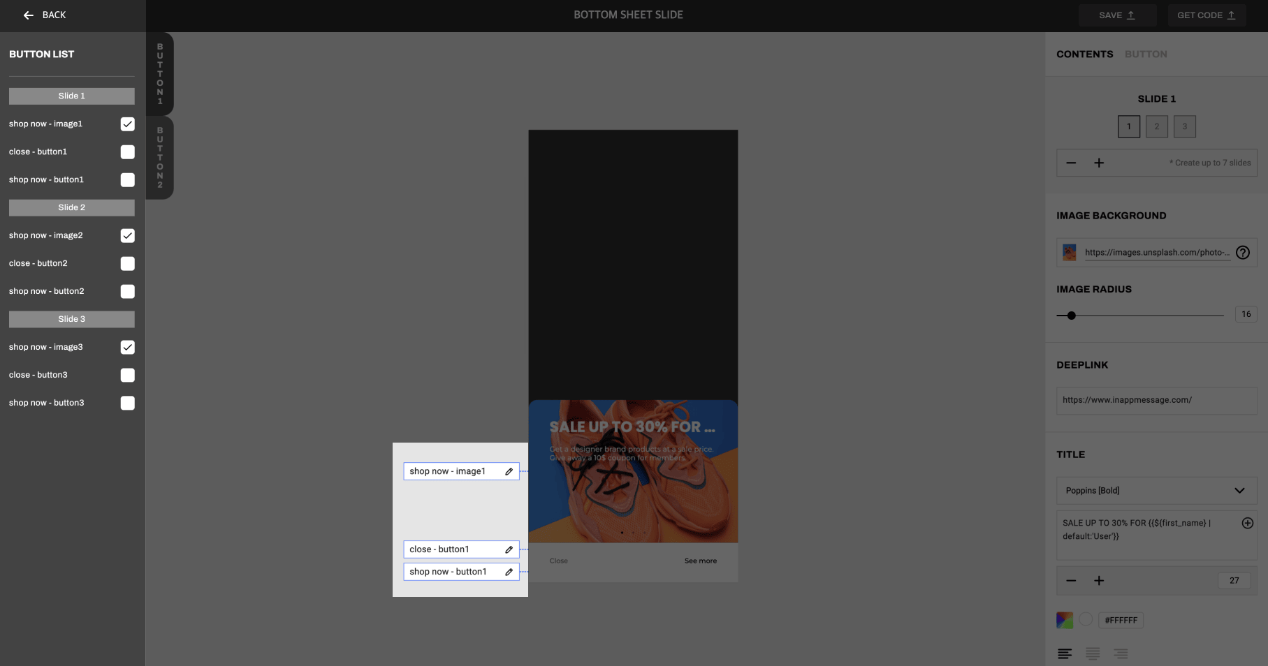 フォントをカスタマイズするオプションを示すIAM Studio UI。これらの選択肢には、ユーザーがフォントスタイルをカスタマイズできることが含まれます。