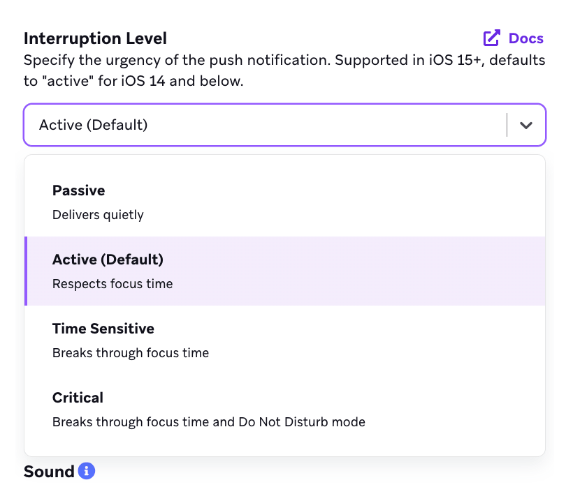 割り込みレベルを選択するためのドロップダウン