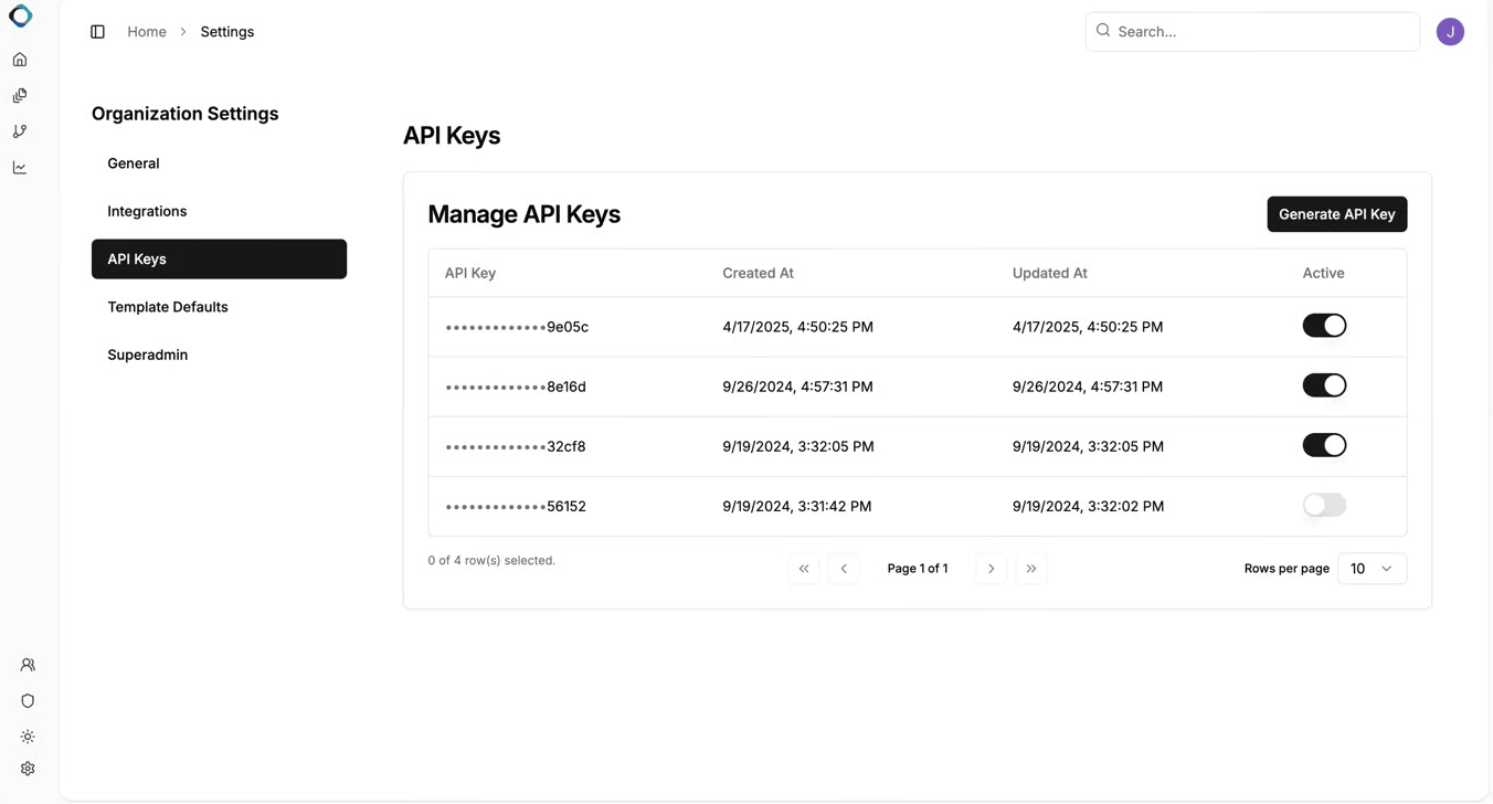 単語のみのAPI キーフォーム。