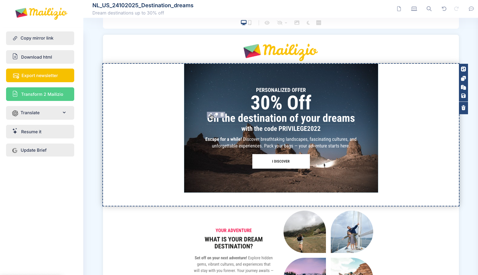 ドラッグ&ドロップエディターのスクリーンショット