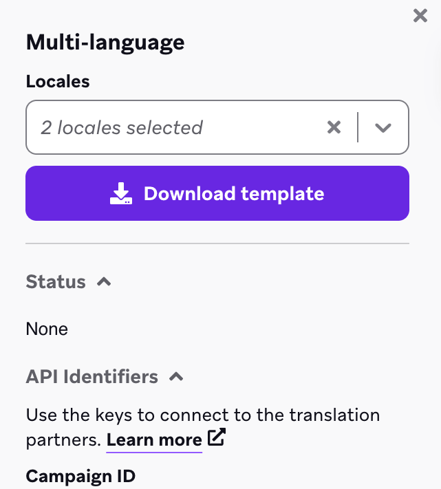 "多言語"ボタンを押してテンプレートを読み込むします。