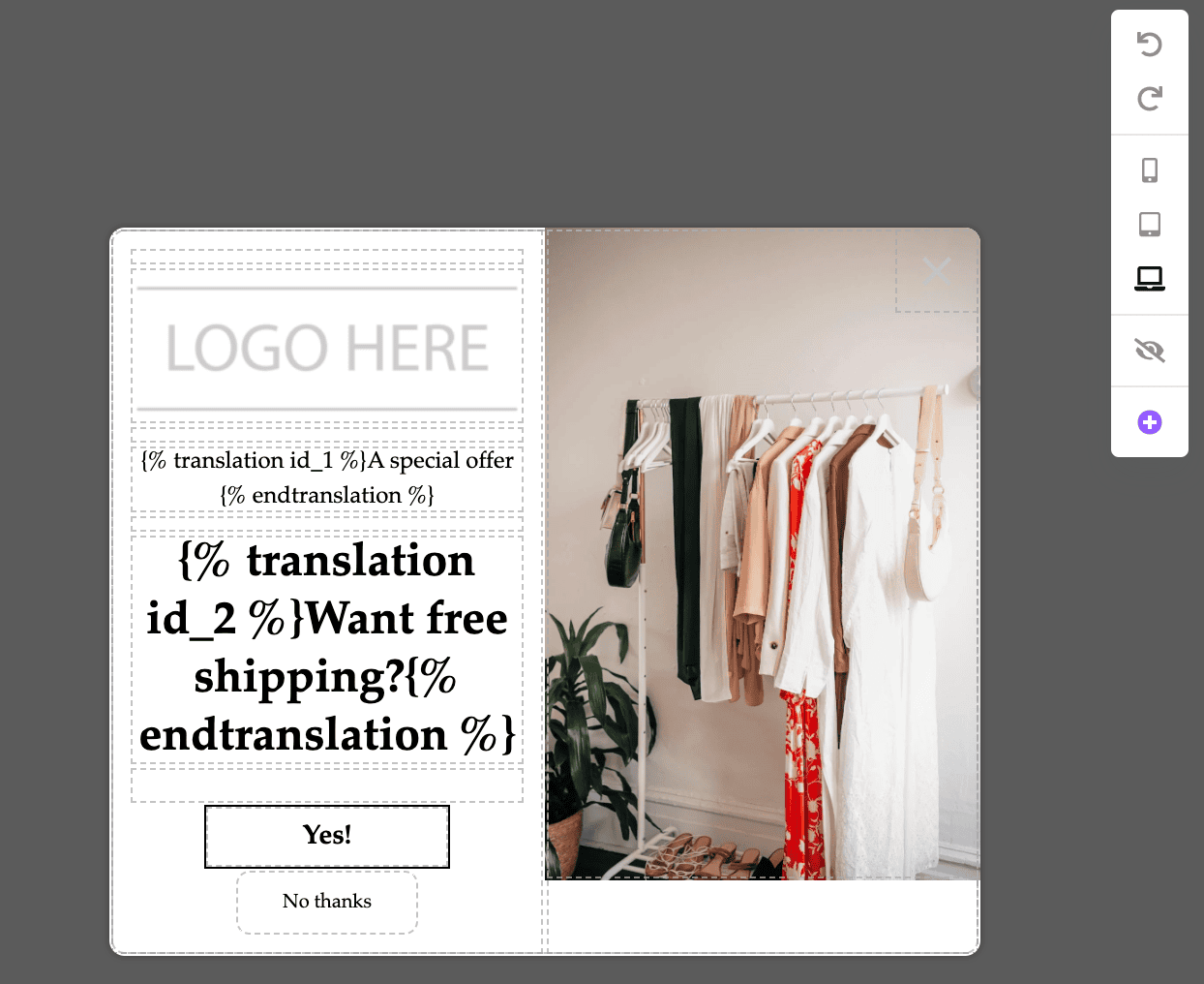 2 つの変換ID を持つドラッグアンドドロップエディタ。