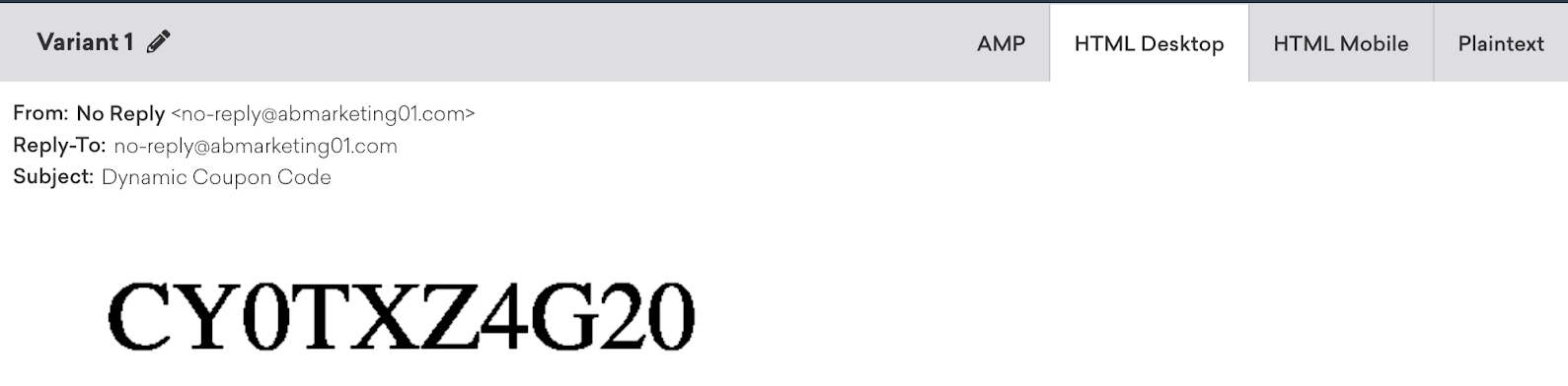 クーポンコード画像タグのレンダリング出力。