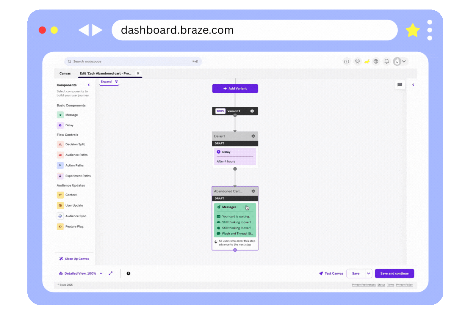 CanvasステップにLiquidスニペットが追加される様子を示すGIF。