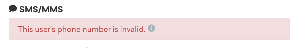 Brazeの無効な電話番号に対するエラーメッセージの例。