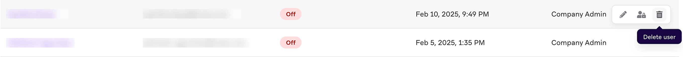 ユーザーを削除する