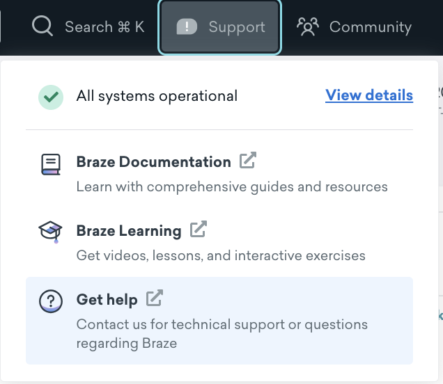 Support "ドロップダウンにヘルプを得るためのオプションがある。